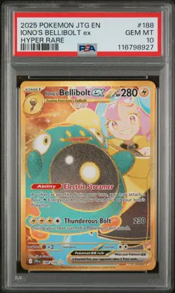 2025 POKEMON JTG EN-JOURNEY TOGETHER HYPER RARE #188 IONO'S BELLIBOLT EX PSA 10 - Image 1