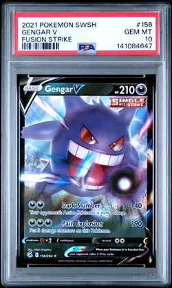 2021 POKEMON SWORD & SHIELD FUSION STRIKE #156 GENGAR V PSA 10 - Image 1