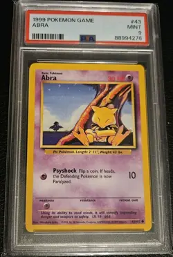 1999 POKEMON GAME #43 ABRA PSA 9 MINT BASE SET UNLIMITED - Image 1