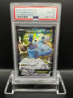 2015 Pokemon XY F.A./ Thundurus EX Roaring Skies #98 PSA 10 POP-24 - Image 1