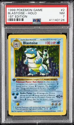 1999 POKEMON BASE SET 1ST EDITION#2 BLASTOISE-HOLO PSA 7 - Image 1
