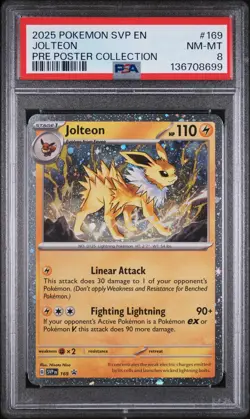 2025 POKEMON SVP PROMO PRISMATIC EVOLUTIONS POSTER COLLECTION #169 JOLTEON PSA 8 - Image 1