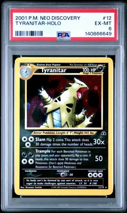 2001 POKEMON NEO DISCOVERY #12 TYRANITAR-HOLO PSA 6 - Image 1