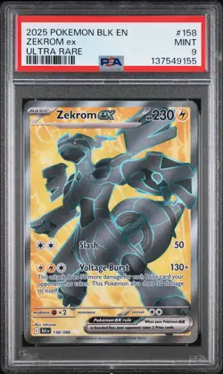 2025 POKEMON BLK EN-BLACK BOLT ULTRA RARE #158 ZEKROM EX PSA 9 - Image 1