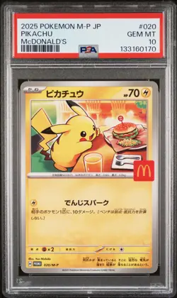 2025 POKEMON JAPANESE M-P PROMO MCDONALD'S #020 PIKACHU PSA 10 - Image 1