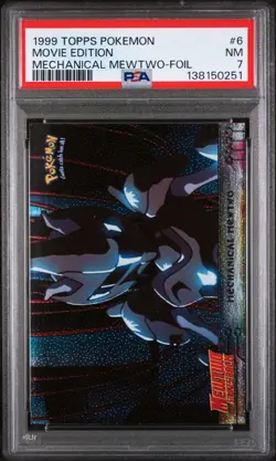 1999 TOPPS POKEMON THE MOVIE EDT MECHANICAL MEWTWO-FOIL #6 MOVIE EDITION PSA 7 - Image 1