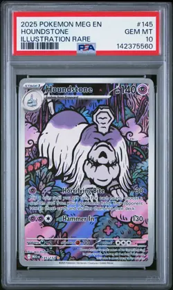 2025 POKEMON MEG EN-MEGA EVOLUTION ILLUSTRATION RARE #145 HOUNDSTONE PSA 10 - Image 1