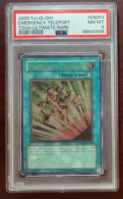 Yu-Gi-Oh! Emergency Teleport Ultimate Rare TDGS-EN053 PSA 8 - Image 1