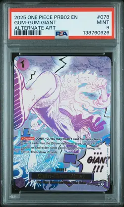 2025 ONE PIECE PRB02-PREMIUM BOOSTER ALTERNATE ART #078 GUM-GUM GIANT PSA 9 - Image 1