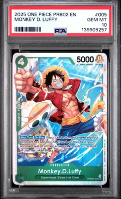 2025 ONE PIECE PRB02-PREMIUM BOOSTER #005 MONKEY D. LUFFY PSA 10 - Image 1
