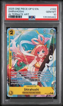 2025 ONE PIECE OP12-LEGACY OF THE MASTER ALTERNATE ART #102 SHIRAHOSHI PSA 10 - Image 1
