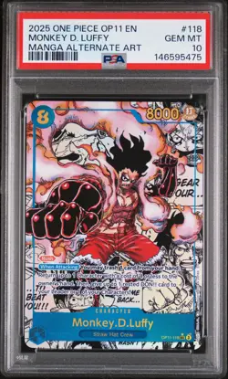 2025 ONE PIECE OP11-A FIST OF DIVINE SPEED #118 MONKEY D. LUFFY PSA 10 - Image 1