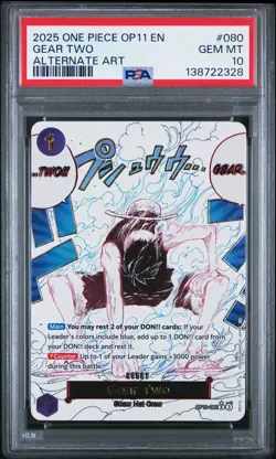 2025 ONE PIECE OP11-A FIST OF DIVINE SPEED ALTERNATE ART #080 GEAR TWO PSA 10 - Image 1