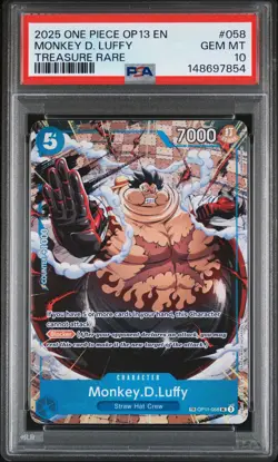 2025 ONE PIECE OP13-CARRYING ON HIS WILL TREASURE RARE MONKEY D. LUFFY PSA 10 - Image 1