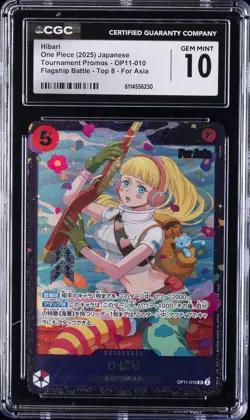 2025 ONE PIECE JAPANESE TOURNAMENT PROMOS TOP 8 #OP11-010 HIBARI CGC 10 - Image 1