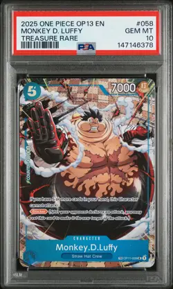 2025 ONE PIECE OP13-CARRYING ON HIS WILL TREASURE RARE MONKEY D. LUFFY PSA 10 - Image 1