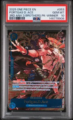 2025 ONE PIECE 3RD ANV TOURNAMENT 3 BROTHERS PACK WINNER PORTGAS D. ACE PSA 10 - Image 1
