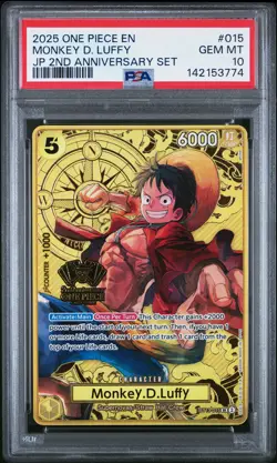 2025 ONE PIECE JPN 2ND ANNIVERSARY SET #015 MONKEY D. LUFFY PSA 10 - Image 1