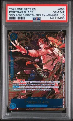 2025 ONE PIECE 3RD ANNIV TOURNAMENT 3 BROTHERS PACK WINNER PORTGAS D. ACE PSA 10 - Image 1