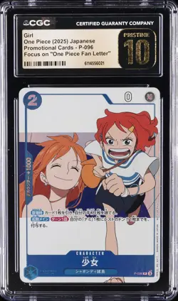 2025 ONE PIECE JAPANESE PROMO "ONE PIECE FAN LETTER" #P-096 GIRL CGC 10 PRISTINE - Image 1