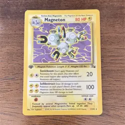 Pokemon Magneton Fossil 11/62 Holo Rare 1st Edition 80 HP Stage 1 English Card - Image 1