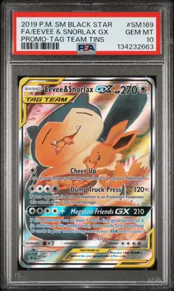 2019 POKEMON SM BLACK STAR PROMO #SM169 FULL ART/EEVEE & SNORLAX GX PSA 10 - Image 1