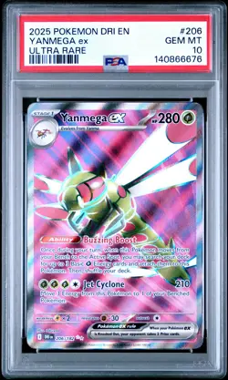 2025 POKEMON DRI EN-DESTINED RIVALS ULTRA RARE #206 YANMEGA EX PSA 10 - Image 1