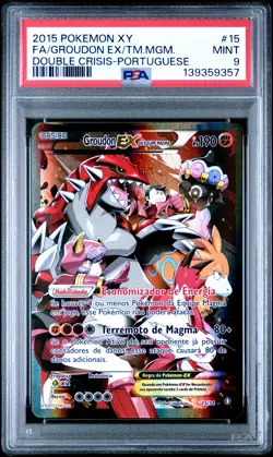 2015 POKEMON XY DOUBLE CRISIS #15 FULL ART/GROUDON EX DA EQUIPE MAGMA PSA 9 - Image 1