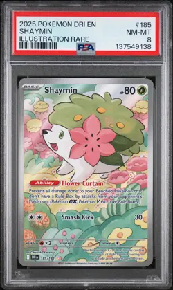 2025 POKEMON DRI EN-DESTINED RIVALS ILLUSTRATION RARE #185 SHAYMIN PSA 8 - Image 1