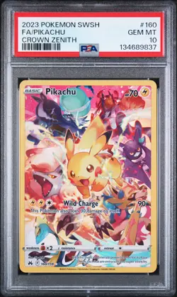 2023 POKEMON SWORD & SHIELD CROWN ZENITH #160 FULL ART/PIKACHU PSA 10 - Image 1