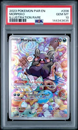 2023 POKEMON PAR EN-PARADOX RIFT ILLUSTRATION RARE #206 MORPEKO PSA 10 - Image 1