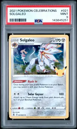 2021 POKEMON CELEBRATIONS #021 SOLGALEO PSA 9 - Image 1