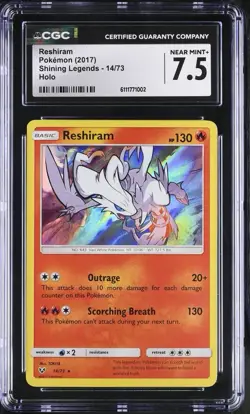 RESHIRAM #14/73 CGC 7.5 • 2017 Pokemon Shining Legends Holo Mint - Image 1
