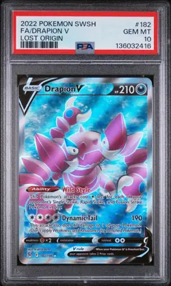 2022 POKEMON SWORD & SHIELD LOST ORIGIN #182 FULL ART/DRAPION V PSA 10 - Image 1