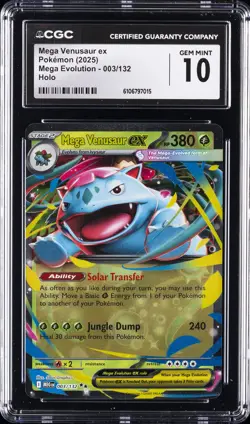 2025 POKEMON MEGA EVOLUTION HOLO #003 MEGA VENUSAUR EX CGC 10 GEM MINT - Image 1
