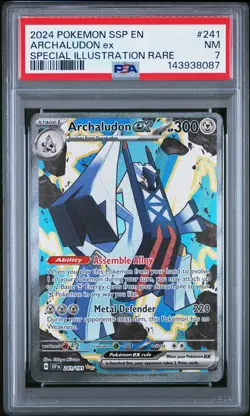 2024 POKEMON SSP EN-SURGING SPARKS SPECIAL ILLUSTRATION RARE ARCHALUDON EX PSA 7 - Image 1