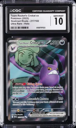 2025 POKEMON DESTINED RIVALS ULTRA RARE #217 TEAM ROCKET'S CROBAT EX CGC 10 - Image 1