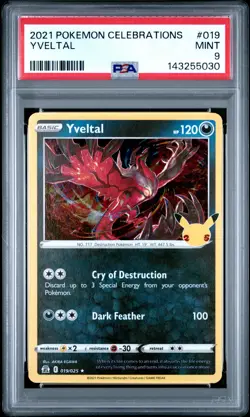 2021 POKEMON CELEBRATIONS #019 YVELTAL PSA 9 - Image 1