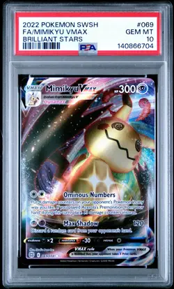 2022 POKEMON SWORD & SHIELD BRILLIANT STARS #069 FULL ART/MIMIKYU VMAX PSA 10 - Image 1