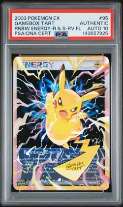 2003 POKEMON EX RAINBOW ENERGY-REVERSE FOIL GAMEBOX TART PSA AUTHENTIC AUTO 10 - Image 1