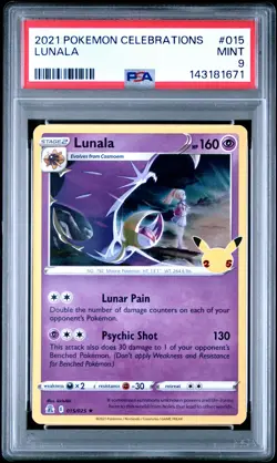2021 POKEMON CELEBRATIONS #015 LUNALA PSA 9 - Image 1