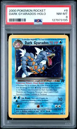 2000 POKEMON ROCKET #8 DARK GYARADOS-HOLO PSA 8 - Image 1