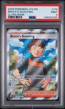 2025 POKEMON JTG EN-JOURNEY TOGETHER ULTRA RARE #179 BROCK'S SCOUTING PSA 9 - Image 1