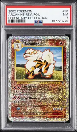 2002 POKEMON LEGENDARY COLLECTION #36 ARCANINE-REVERSE FOIL PSA 7 - Image 1