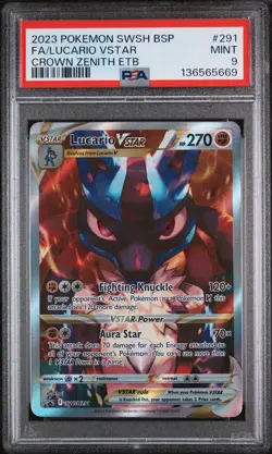 2023 POKEMON SWSH BLACK STAR PROMO #291 FULL ART/LUCARIO VSTAR PSA 9 - Image 1