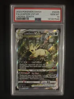 2023 POKEMON SWORD & SHIELD CROWN ZENITH #GG35 FULL ART/LEAFEON VSTAR PSA 10 - Image 1