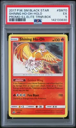 2017 POKEMON SM BLACK STAR PROMO #SM70 SHINING HO-OH-HOLO PSA 5 - Image 1