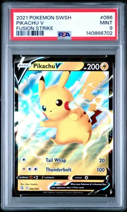 2021 POKEMON SWORD & SHIELD FUSION STRIKE #086 PIKACHU V PSA 9 - Image 1