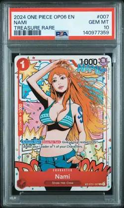 2024 ONE PIECE OP06-WINGS OF THE CAPTAIN TREASURE RARE #007 NAMI PSA 10 - Image 1