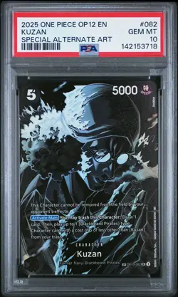 2025 ONE PIECE OP12-LEGACY OF THE MASTER SPECIAL ALTERNATE ART #082 KUZAN PSA 10 - Image 1